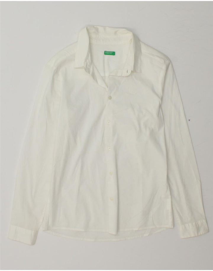 BENETTON Boys Shirt 14-15 Years White Vintage Benetton and Second-Hand Benetton from Messina Hembry 