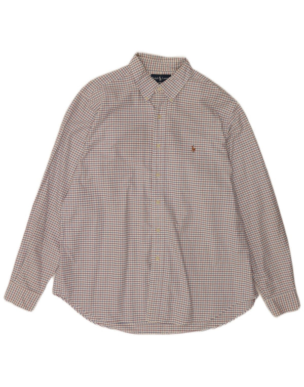 Мужская рубашка классического кроя Ralph Lauren, размер 17 1/2 XL, хлопковая белая клетка