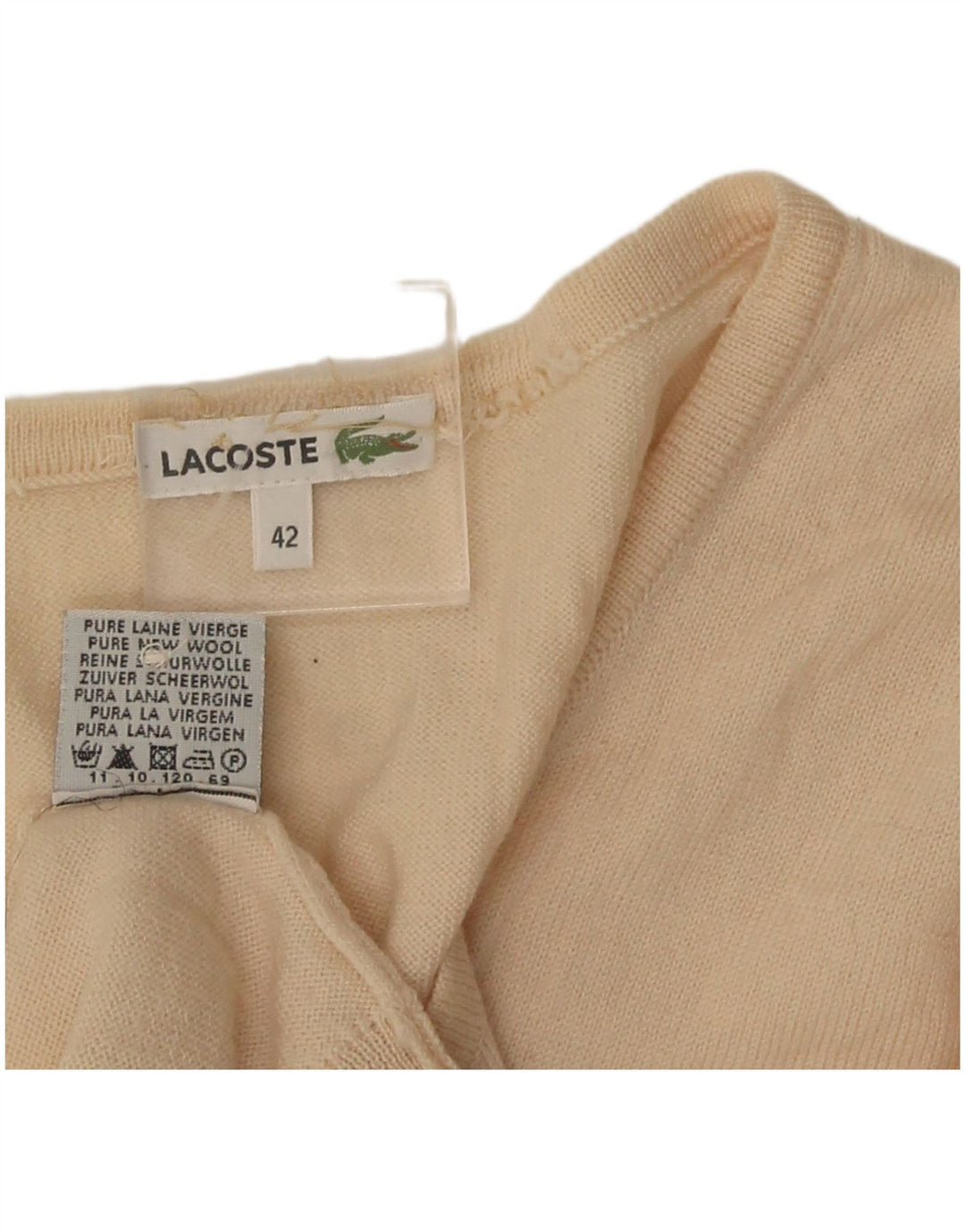 Женский кардиган Lacoste, размер 42, большой, бежевый, новая шерсть