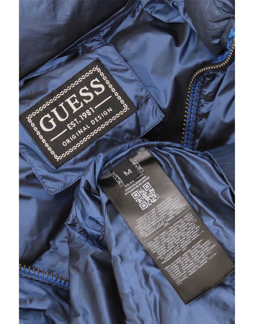 Guess Мужская стеганая куртка UK 38 Medium Navy Blue Полиамид
