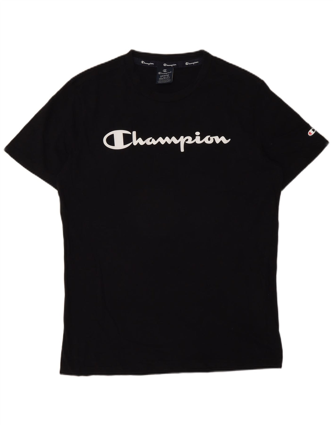 Мужская футболка с рисунком Champion, топ среднего размера, черный хлопок