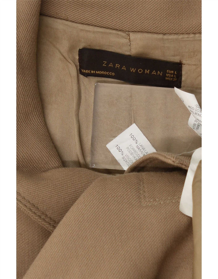 Женское пальто Zara UK 14, большое, бежевое, шерстяное