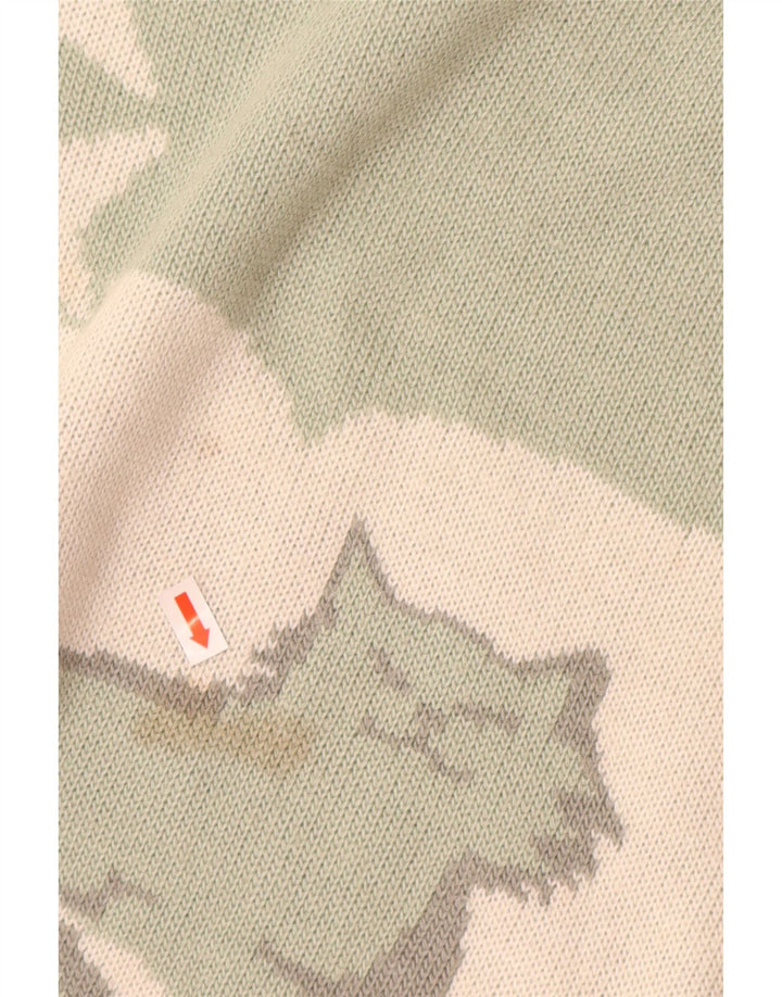 ВИНТАЖНЫЙ женский джемпер с высоким воротником, Великобритания, 16, большой зеленый с животным принтом