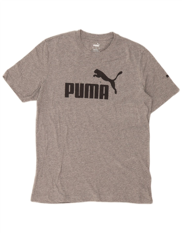 Мужская футболка с рисунком Puma, хлопковый топ среднего серого цвета