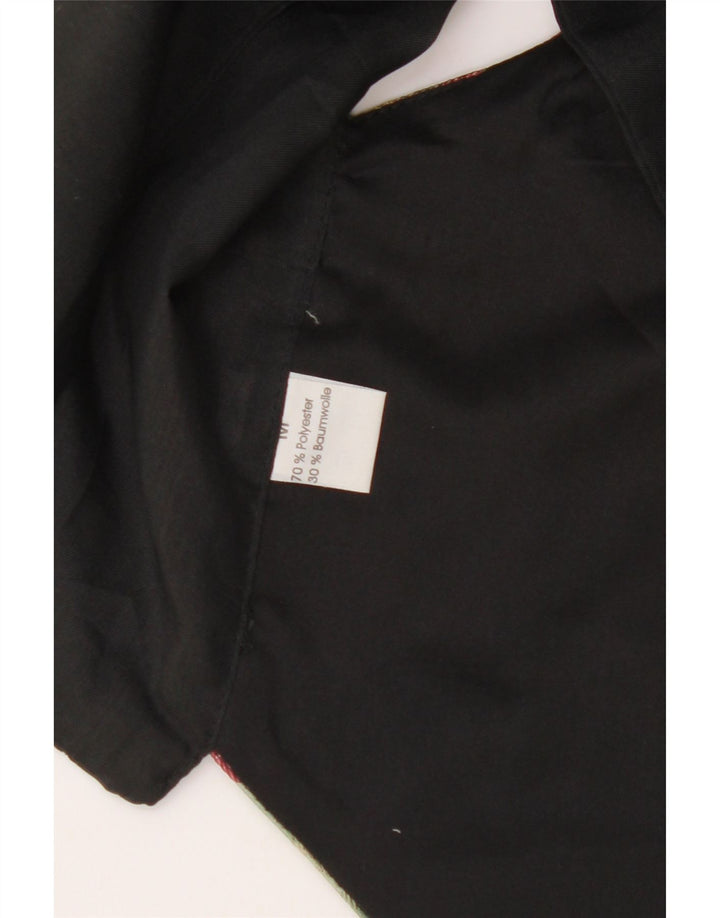 ВИНТАЖНЫЙ женский жилет UK 14, средний черный цветочный полиэстер