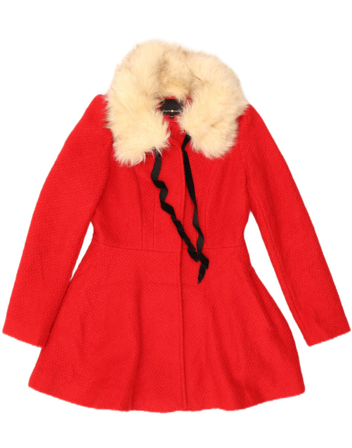 CACHE Girls Overcoat 13-14 Years Medium Red Polyester