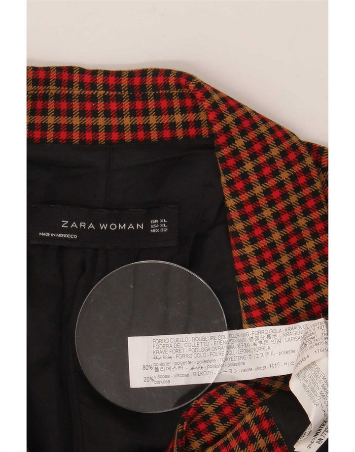 Женский пиджак Zara на 2 пуговицах, Великобритания 18 XL, полиэстер в разноцветную клетку