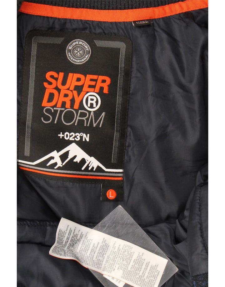Мужская утепленная куртка с капюшоном Superdry UK 40, большой темно-синий полиэстер с крапинками