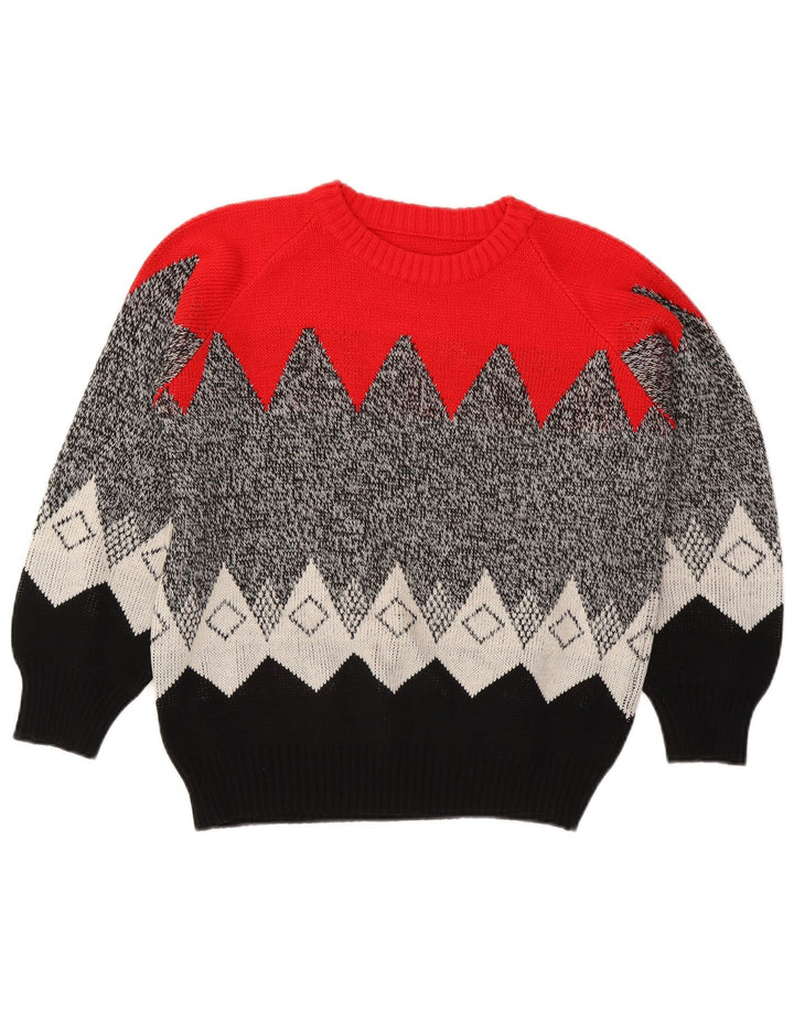 Винтажный женский джемпер с круглым вырезом, Великобритания, 16, большой разноцветный