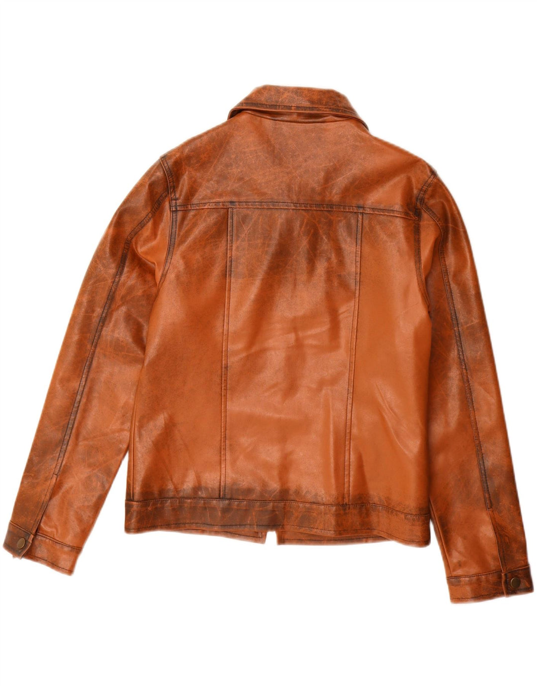 Женская кожаная куртка VINTAGE UK 14, большая коричневая