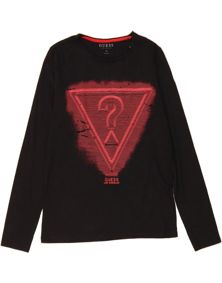 GUESS Boys Graphic Top Long Sleeve 15-16 Years Black Cotton Vintage Guess and Second-Hand Guess from Messina Hembry 