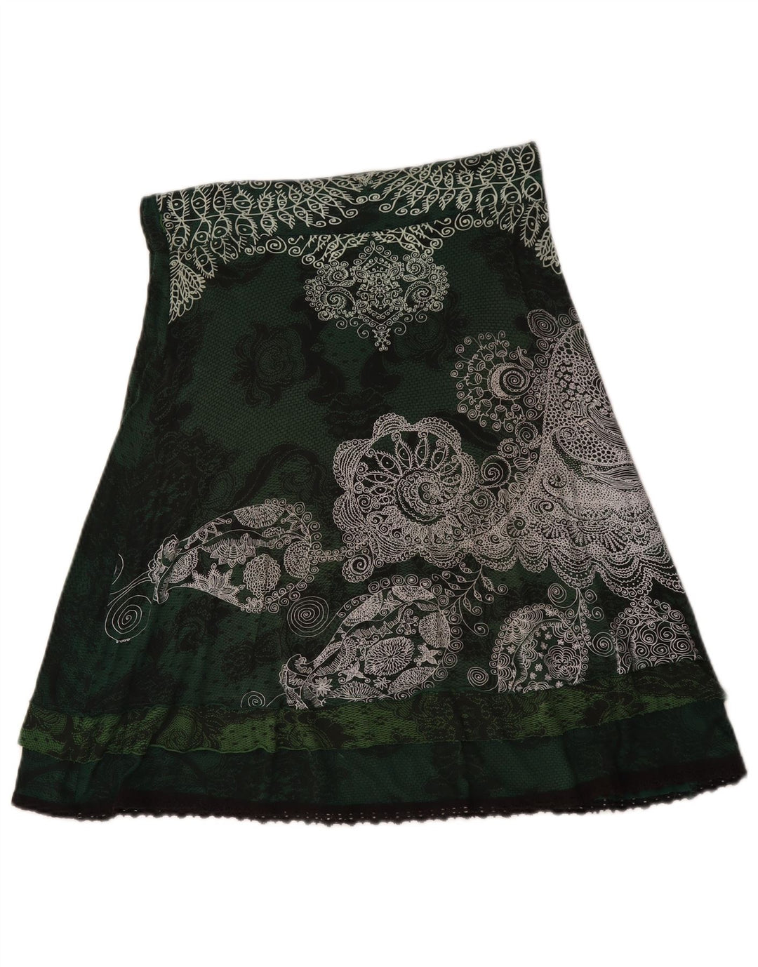 Женская юбка-трапеция Desigual Medium W30 Зеленая с цветочным принтом