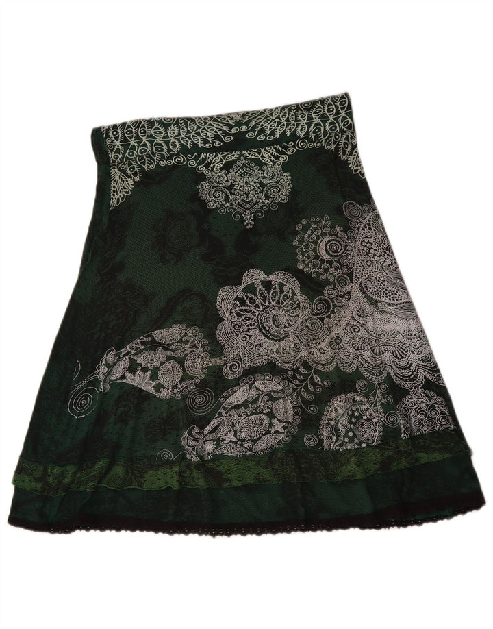 Женская юбка-трапеция Desigual Medium W30 Зеленая с цветочным принтом