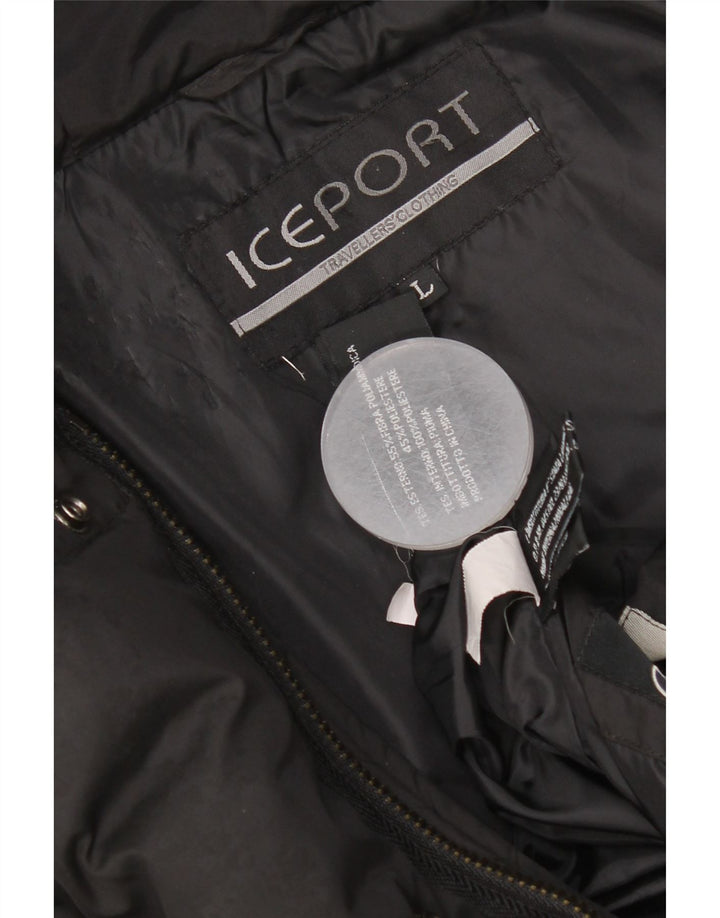 Женская утепленная куртка Iceport с капюшоном UK 40, большая, черная, полиамид