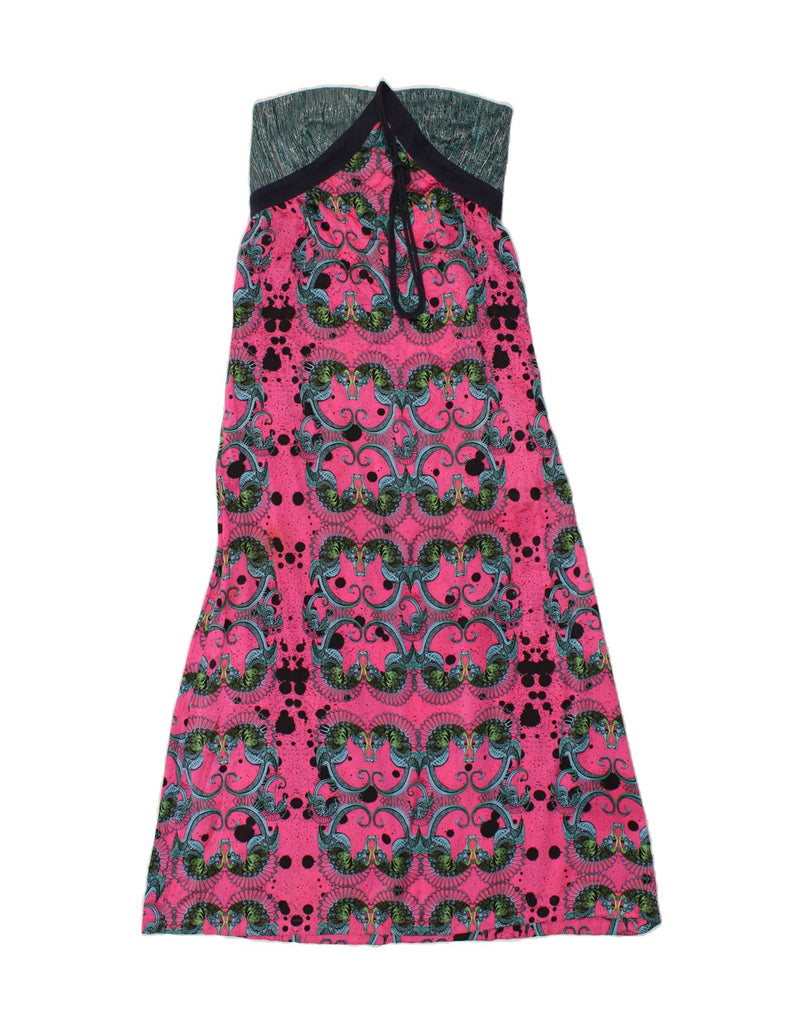 CUSTO BARCELONA Womens Abstract Pattern Halter Dress UK 8 Small Pink Vintage Custo Barcelona and Second-Hand Custo Barcelona from Messina Hembry 