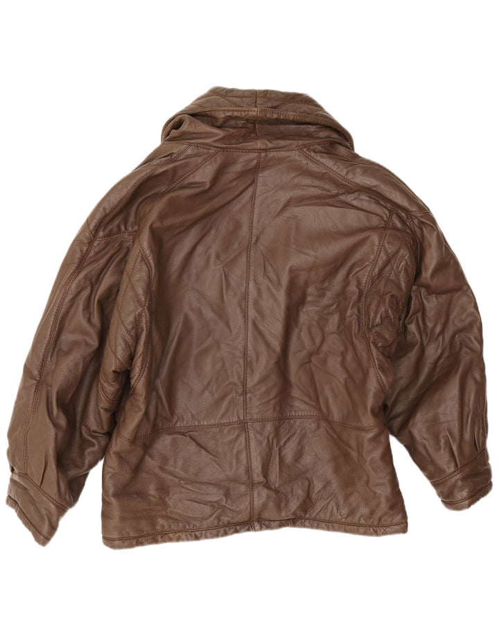 Carla Buti Женская кожаная куртка оверсайз IT 46 большая коричневая