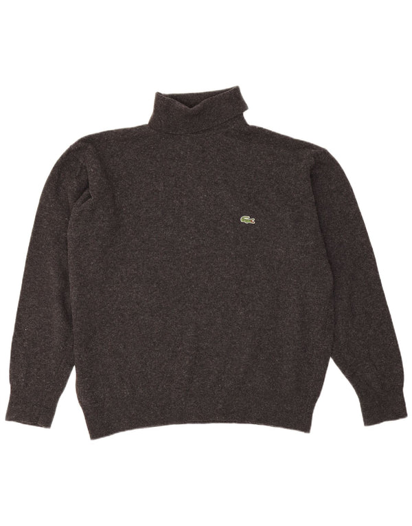 Мужской свитер Lacoste с высоким воротником, размер 6 XL, серый из овечьей шерсти