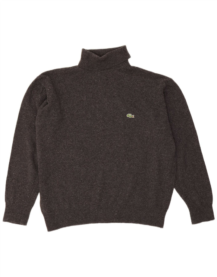 Мужской свитер Lacoste с высоким воротником, размер 6 XL, серый из овечьей шерсти