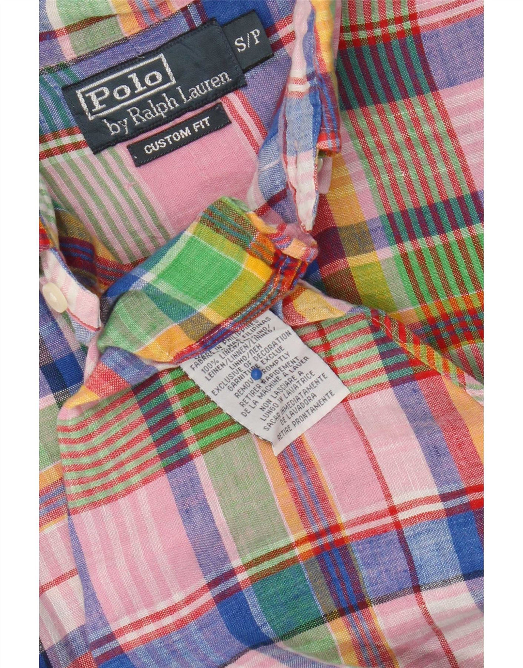 Мужская рубашка на заказ Polo Ralph Lauren, маленькая разноцветная льняная клетка