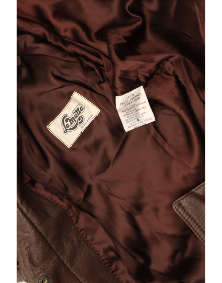 LA MATTA Womens Leather Coat IT 42 Medium Brown Leather