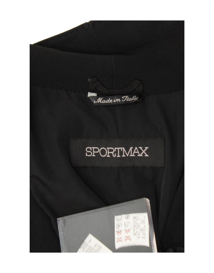 SPORTMAX Womens 1 Button 3/4 Sleeve Blazer Jacket UK 12 Medium Black Vintage Sportmax and Second-Hand Sportmax from Messina Hembry 