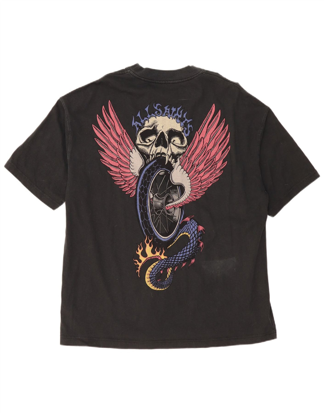 Мужская футболка оверсайз с рисунком ALL SAINTS, средний черный хлопковый топ