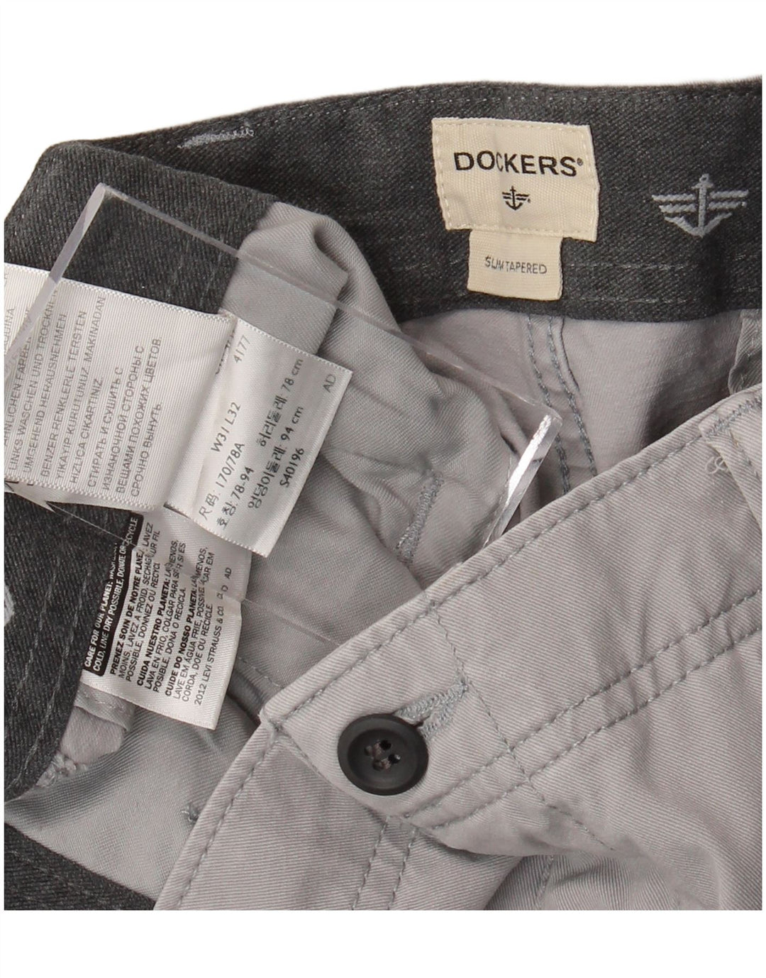 Мужские узкие зауженные брюки-чиносы Dockers W31 L32, серый хлопок