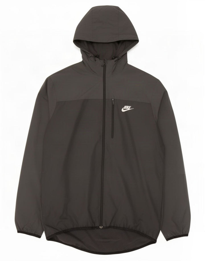 Мужская куртка-дождевик с капюшоном Nike UK 38, средний черный полиэстер