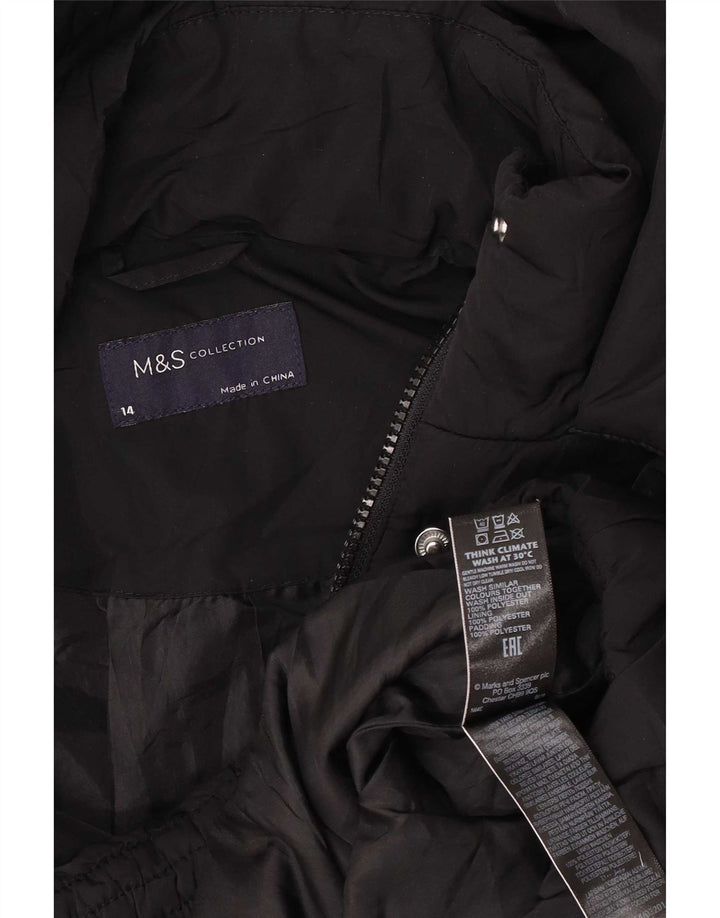 Женская утепленная куртка большого размера с капюшоном Marks & Spencer UK 14, большая черная