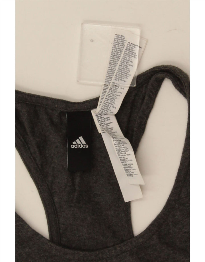 Женский топ с графическим рисунком Adidas UK 12/14, хлопковый средний серый цвет