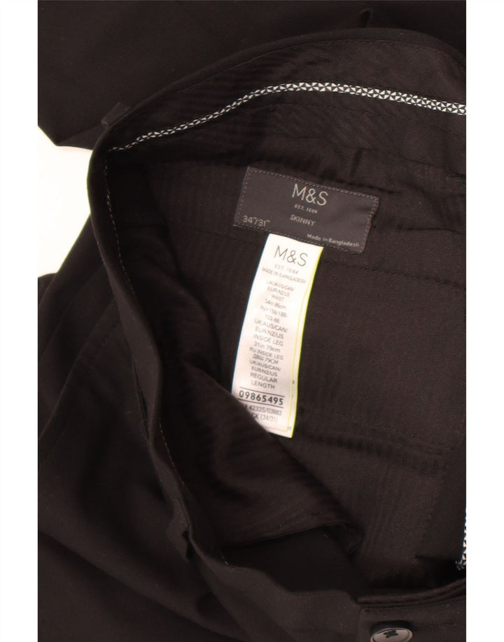 Мужские узкие брюки Marks & Spencer W34 L31, черный полиэстер