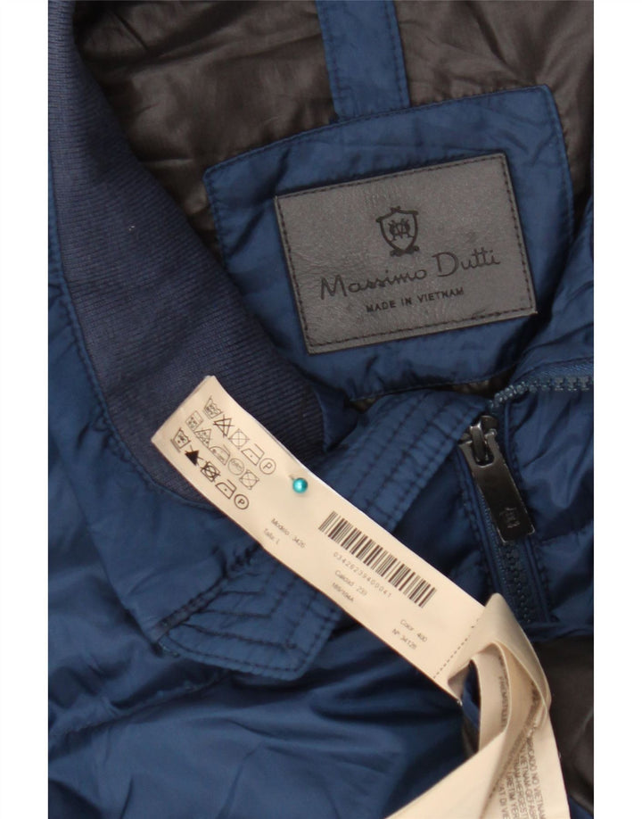 Мужская стеганая куртка Massimo Dutti UK 40, большая темно-синяя, полиэстер