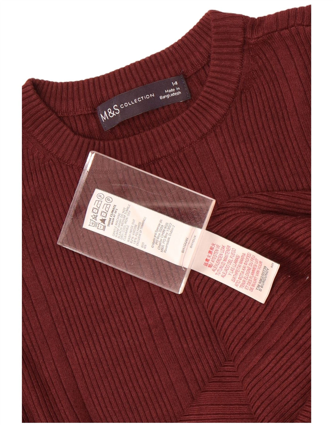 Женский джемпер с круглым вырезом Marks & Spencer UK 14, средний темно-бордовый вискоза
