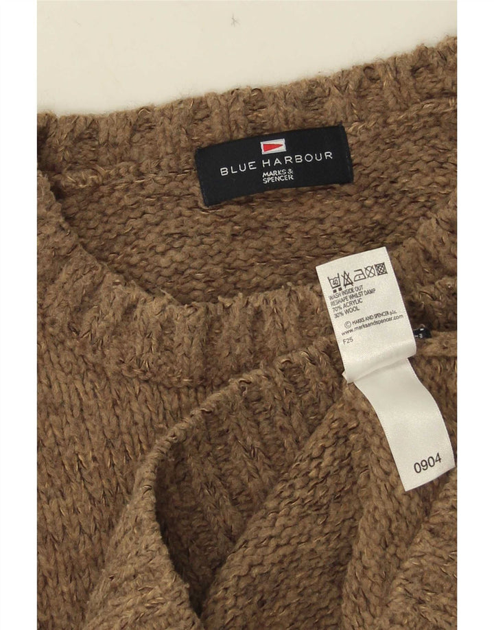 Мужской синий джемпер с круглым вырезом Marks & Spencer, большой коричневый