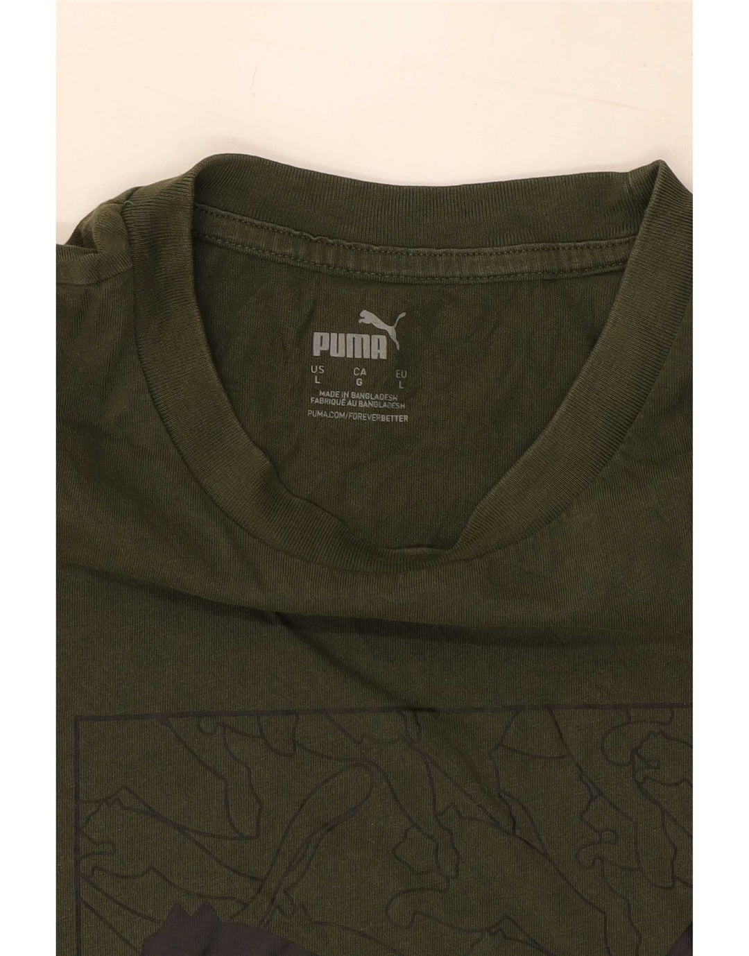 Мужская футболка с рисунком Puma, цвет хаки, большой размер