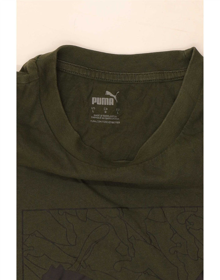 Мужская футболка с рисунком Puma, цвет хаки, большой размер