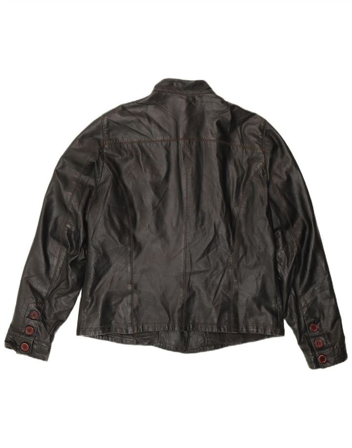 Куртка женская кожаная OVS IT 46 большая черная кожа