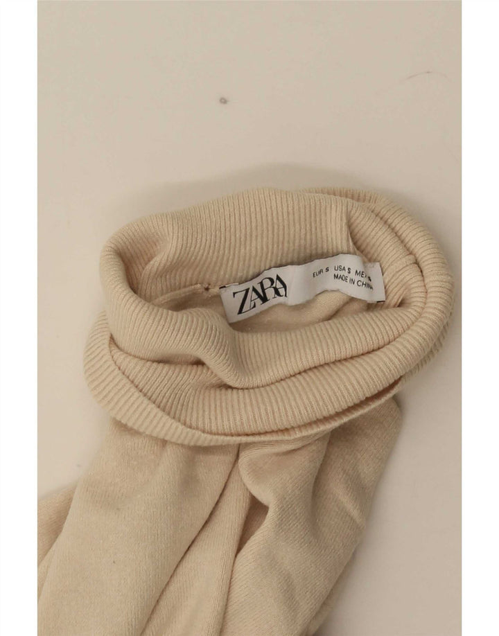 Женский джемпер с высоким воротником Zara UK 10, маленький бежевый