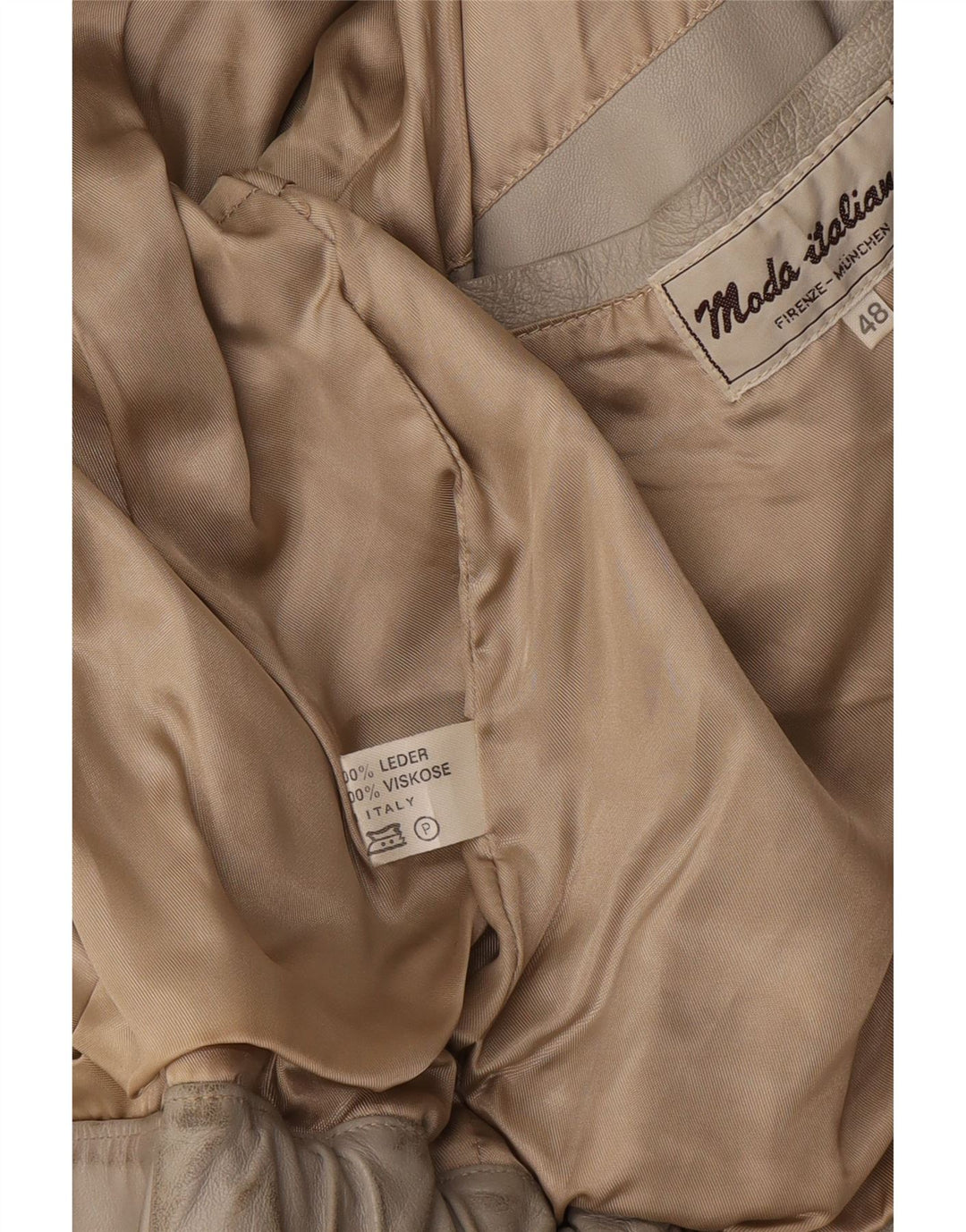 Мужская кожаная куртка Moda Italiana IT 48 Medium Beige Leather