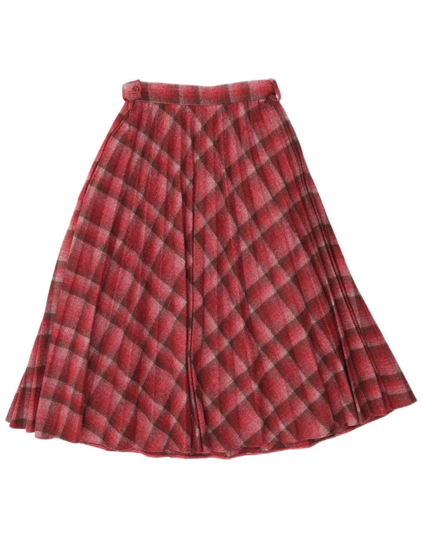 Винтажная женская юбка-трапеция с высокой талией IT 38 XS W24, шерсть в красную клетку