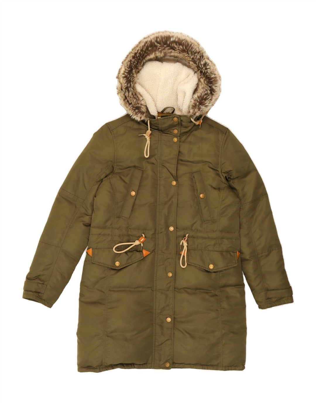LEVI'S Womens Hooded Padded Coat UK 10 Small Khaki Polyamide Vintage Levi's and Second-Hand Levi's from Messina Hembry 