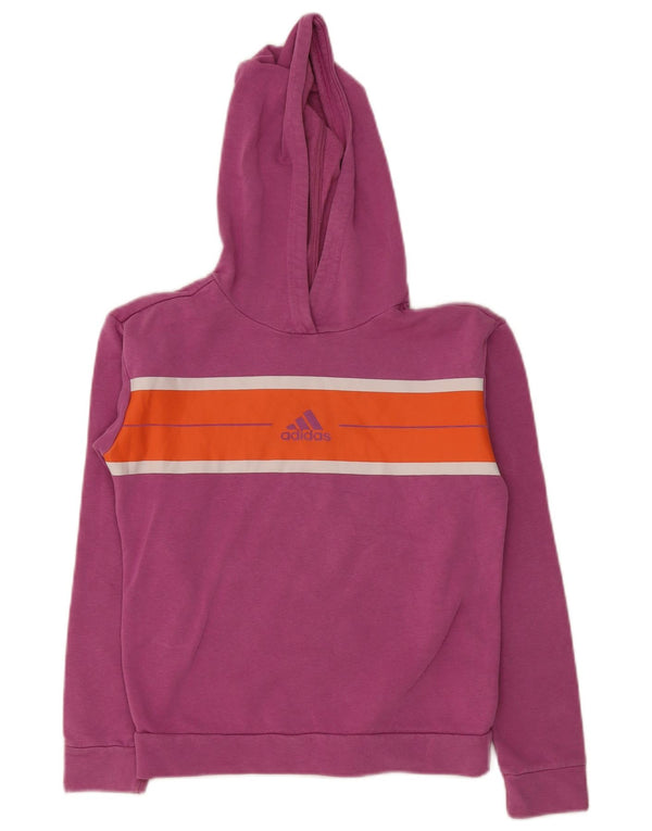 Джемпер с капюшоном Adidas Regular Fit для девочек 11–12 лет, розовый, хлопок с цветными блоками