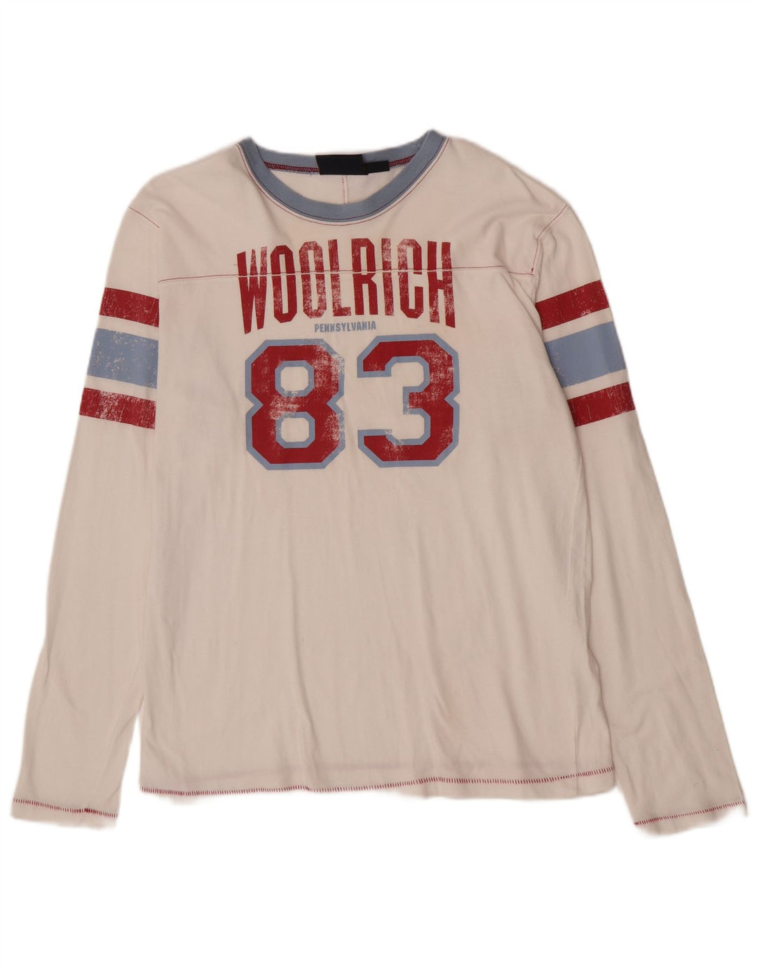 Мужской топ с рисунком Woolrich, большой белый хлопок с длинными рукавами