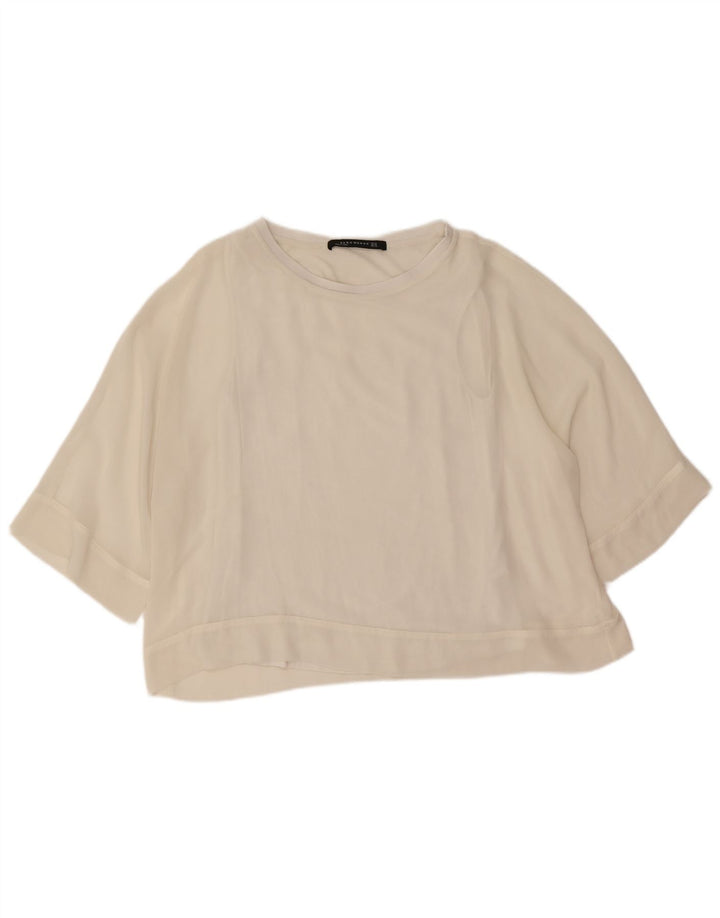 Женская блузка оверсайз Zara Top UK 14, средний белый полиэстер