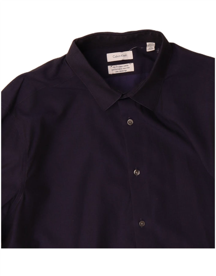 CALVIN KLEIN JEANS Мужская рубашка приталенного кроя, размер 17 XL, темно-синий хлопок