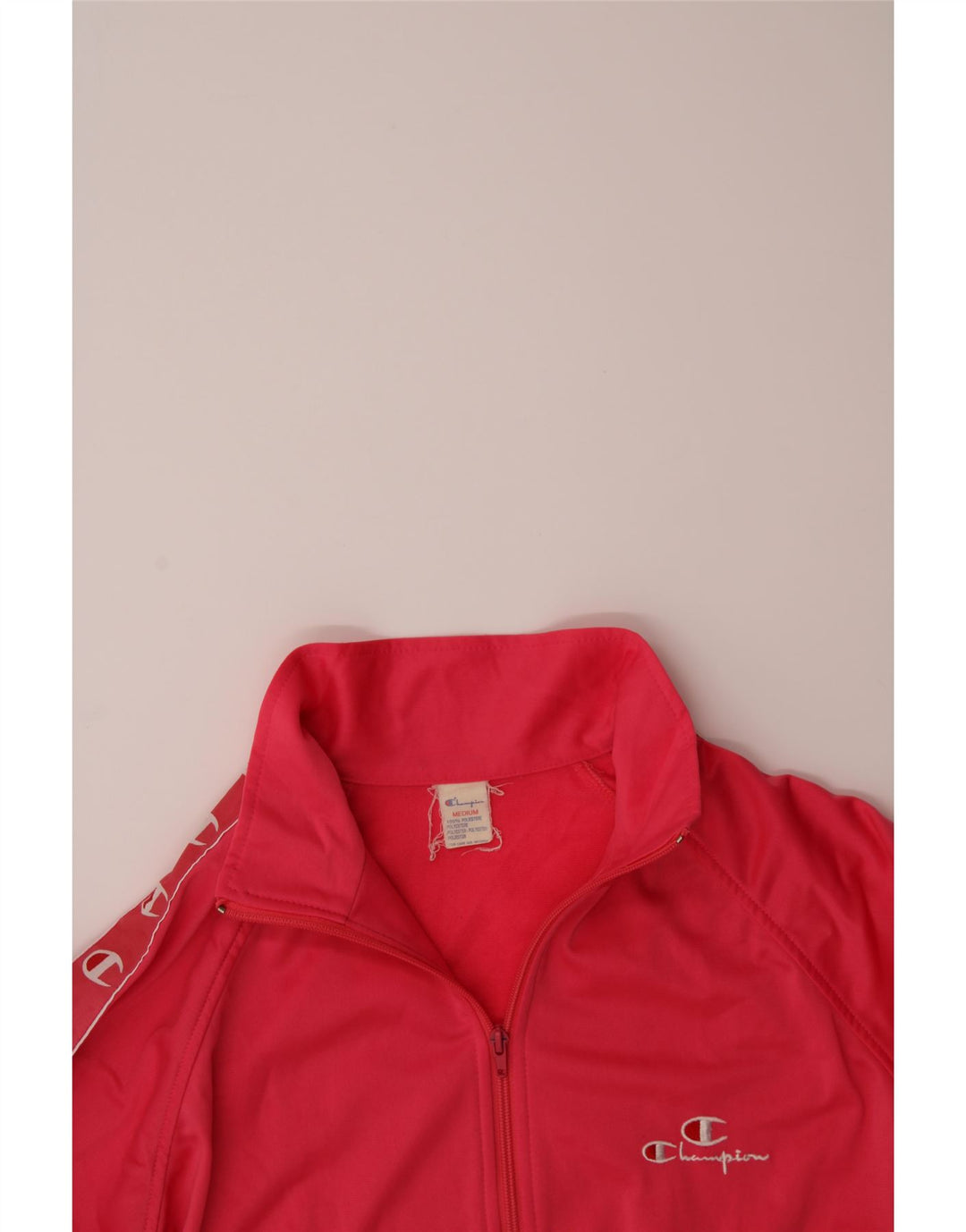 CHAMPION Mens Graphic Tracksuit Top Jacket Medium Pink Polyester Vintage Champion and Second-Hand Champion from Messina Hembry 