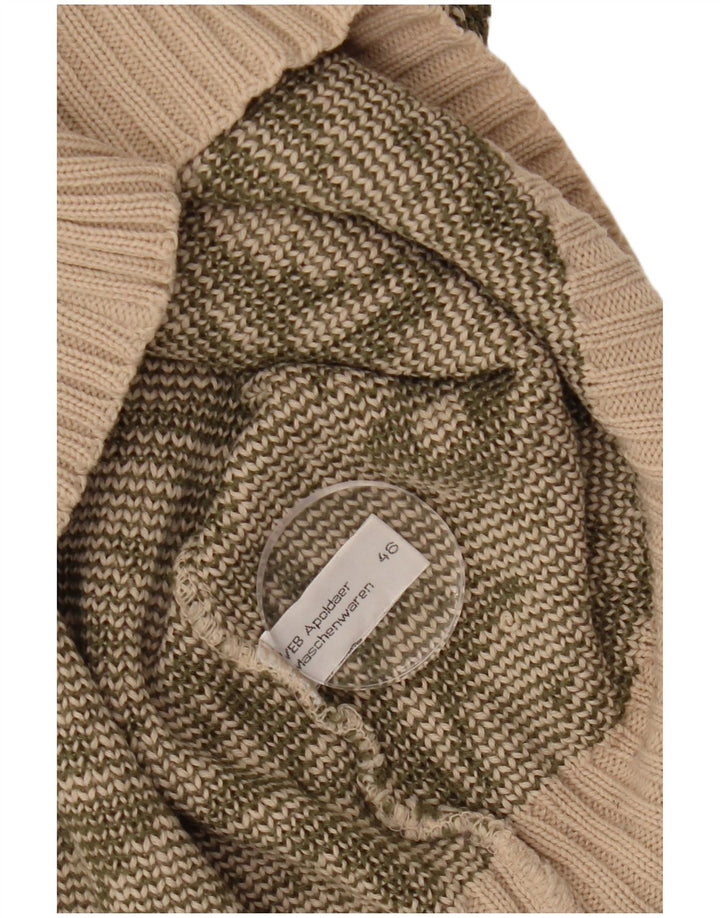 VINTAGE Женский джемпер с вырезом «лодочка» IT 46, большой бежевый с геометрическим узором