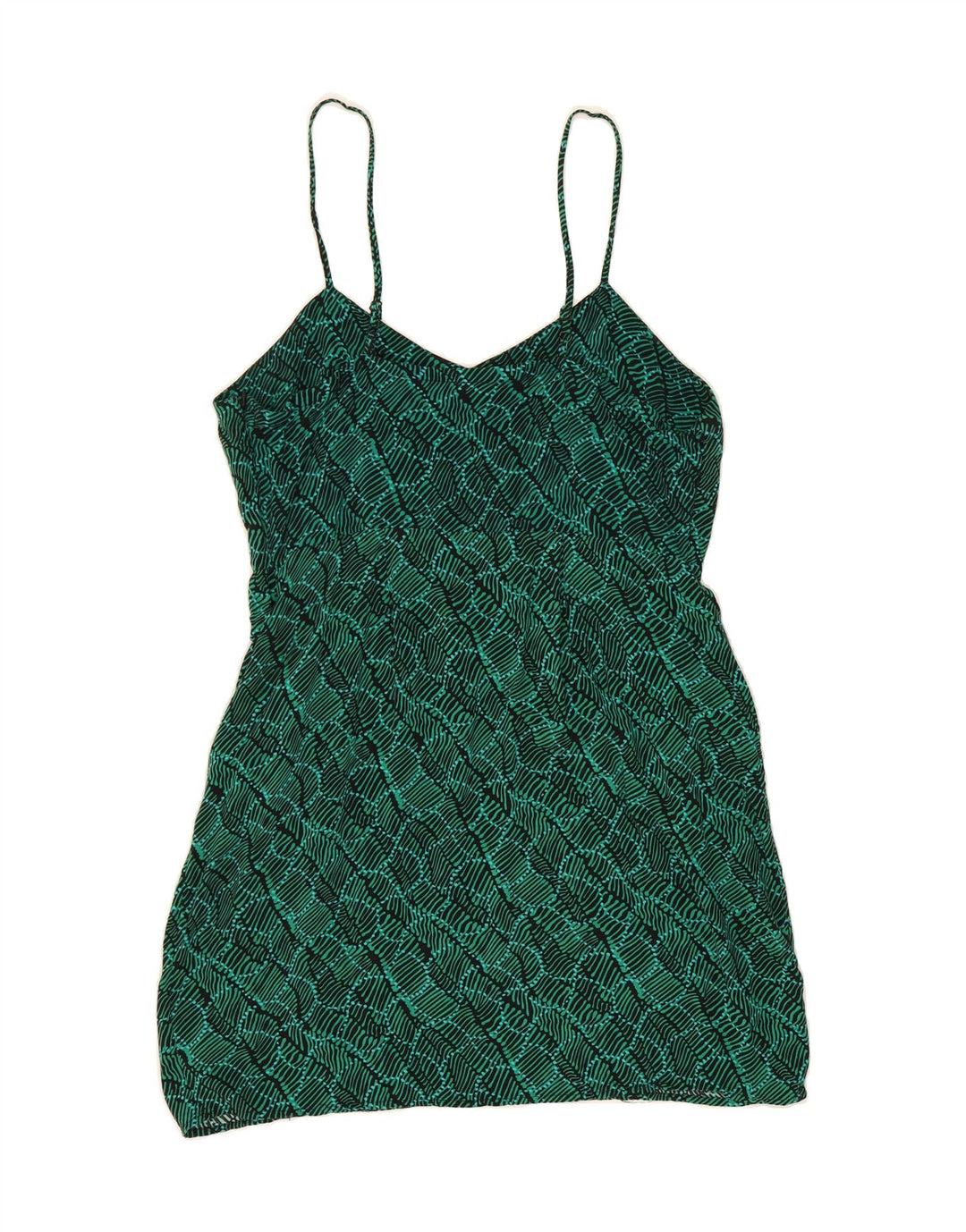 MOSSIMO Girls Abstract Pattern Slip Dress 15-16 Years Green Rayon Vintage Mossimo and Second-Hand Mossimo from Messina Hembry 