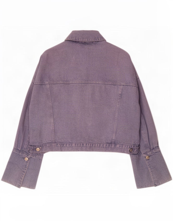 Женская джинсовая куртка оверсайз Zara UK 14, хлопковый средний фиолетовый цвет