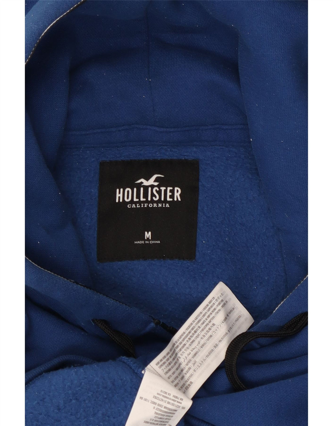 HOLLISTER Мужской свитер с капюшоном на молнии, средний синий, хлопок